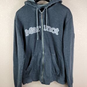 Marmot Adult Men's Size Large Solid Dark Gray Embroidered Logo Full Zip Hoodie